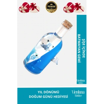 Premium Üretim Batmayan Sörf Gemi Yıl Dönümü Aşk Sevgili Doğum Günü Hediye Şişe Akvaryum