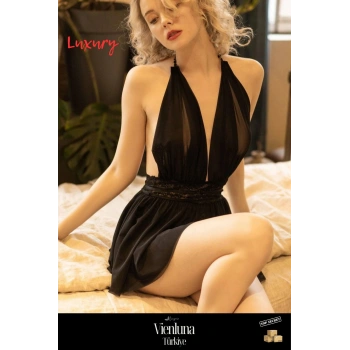 Premium Seri Lüks Kadın Modern Seksi Erotik Çekici Şık Zarafet Tül ve Dantelli Fantezi Gecelik