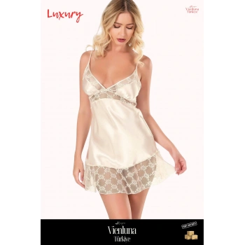 Deluxe Seri Premium Şık Lüks Zarif Modern Erotik Seksi Çekici Fantezi Tarz Trend Kısa Saten Gecelik