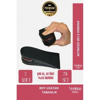 Yüksek Kalite Ayakkabı Konforlu Hava Yastıklı Gözükmeyen Destekli Boy Uzatan Tabanlık 5 Cm 2 Adet