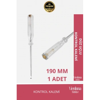 Üstün Kalite Elektrik Ev İş Ofis Sağlam Dayanıklı Tornavida Düz Uçlu Kontrol Kalemi 190 mm 1 Adet