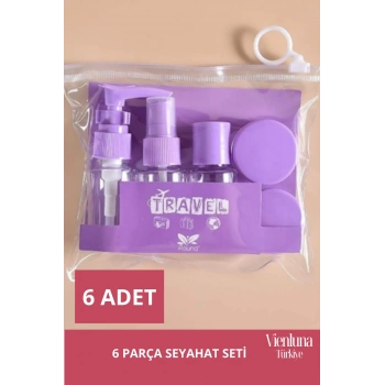 Premium Ürün Özel Çantalı Taşınabilir Tatil Seyahat Plaj Deniz Makyaj Krem Sprey Banyo Seti 6 Parça