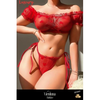 Premium Ürün Şık Lüks Zarif Modern Seksi Çekici Transparan Fantezi Sütyen Külot Takım