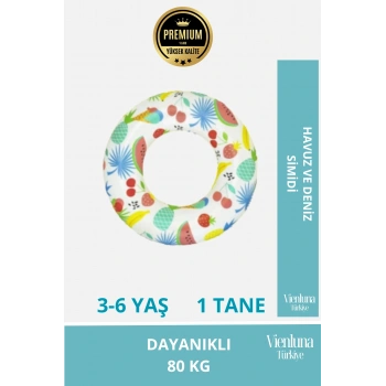 3-6 Yaş Dayanıklı 80Kg Taşıma Kapasiteli 61Cm Meyve Desenli Çocuk Deniz Havuz Simidi