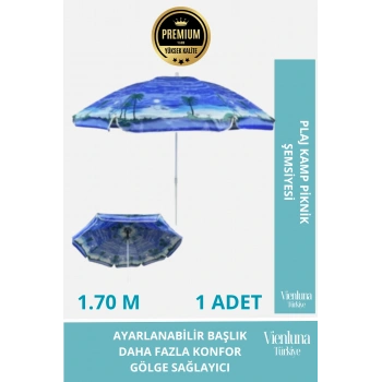 Özel Üretim Dayanıklı Su Geçirmez Büyük 170cm Fiber Tel Katlanabilir Taşınabilir Kamp Plaj Şemsiyesi