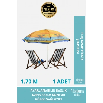 Üstün Kalite Dayanıklı Su Geçirmez 170cm Fiber Tel Ayarlanabilir Taşınabilir Kamp Plaj Şemsiyesi