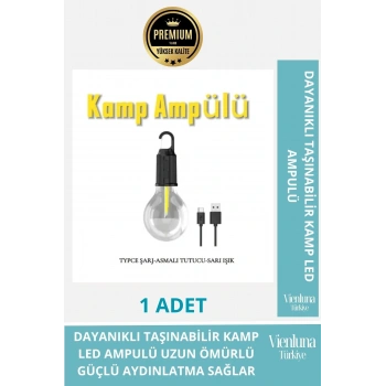 Özel Üretim Şarjlı Kırılmaz Su Geçirmez Kablosuz Taşınabilir 3 Modlu Kamp Aydınlatma LED Ampulü