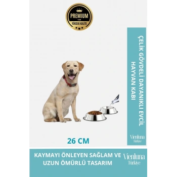 Özel Üretim Çelik Gövdeli Dayanıklı Kaymaz Tabanlı Uzun Ömürlü Kedi Köpek Mama Su Kabı