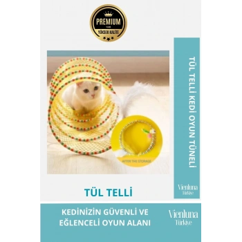 Premium Katlanabilir Tül Telli Kedi Oyun Tüneli Hafif Tel Desteğiyle Eğlenceli Oyun