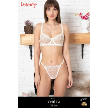 Yeni Sezon Özel Tasarım Bej Siyah Dantel İşlemeli Desteksiz Brode Sütyen Takımı