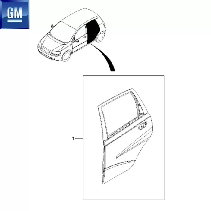 Chevrolet Kalos HB Sol Arka Kapı Sacı Orjinal GM 96897407