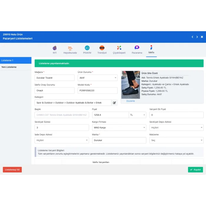 İdefix Entegrasyonu