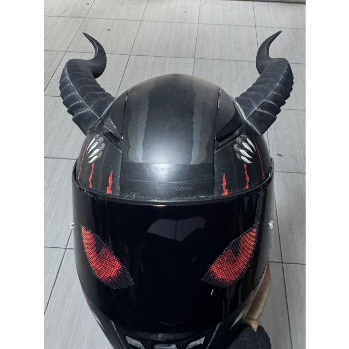 24 CM Dev Kask Boynuzu - 3M Bantlı Özel Tasarım Motosiklet Kask Aksesuarı (Sadece Boynuz)