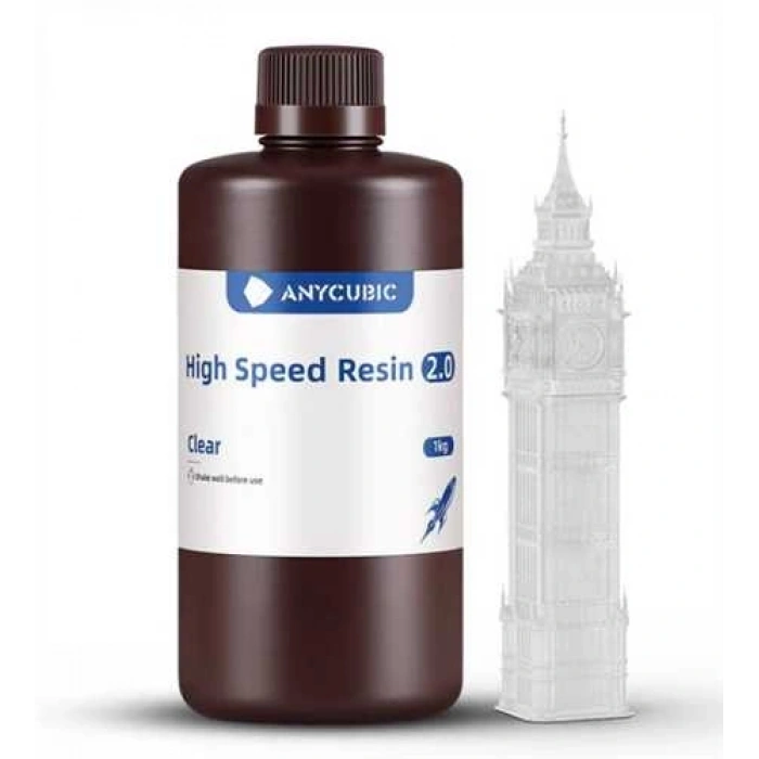 Anycubic High Speed Resin 2.0 Clear 1kg 365-405nm Photopolymer Resin - Phrozen Sonic, HALOT, Uniformation, Nova3D, Peopoly (Kalibrasyonla)