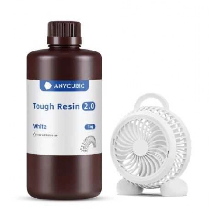 Anycubic Tough Resin 2.0 White 1kg 365-405nm Photopolymer Resin - Phrozen Sonic, HALOT, Nova3D, Peopoly (Kalibrasyonla)
