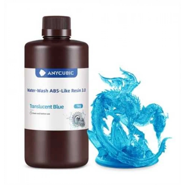 Anycubic Water-Wash ABS-Like Resin 3.0 Transparan Mavi Reçine 1kg