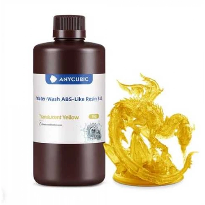 Anycubic Water-Wash ABS-Like Resin 3.0 Translucent Yellow