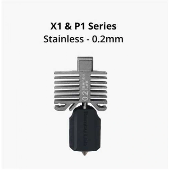 Bambu Lab Hotend With 0.2 mm Stainless Steel Nozzle (Hotend 0.2 mm Paslanmaz Çelik Nozül) - P1 Serisi, X1C