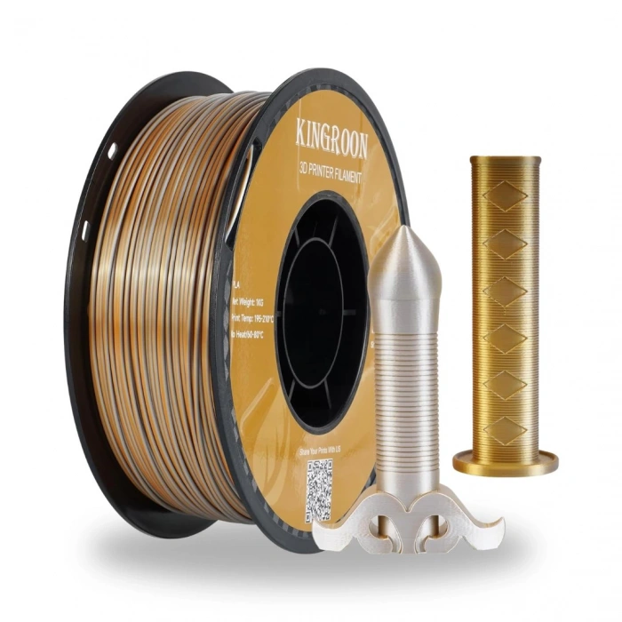Kingroon Silk Çift Renk PLA Altın, Gümüş Filament