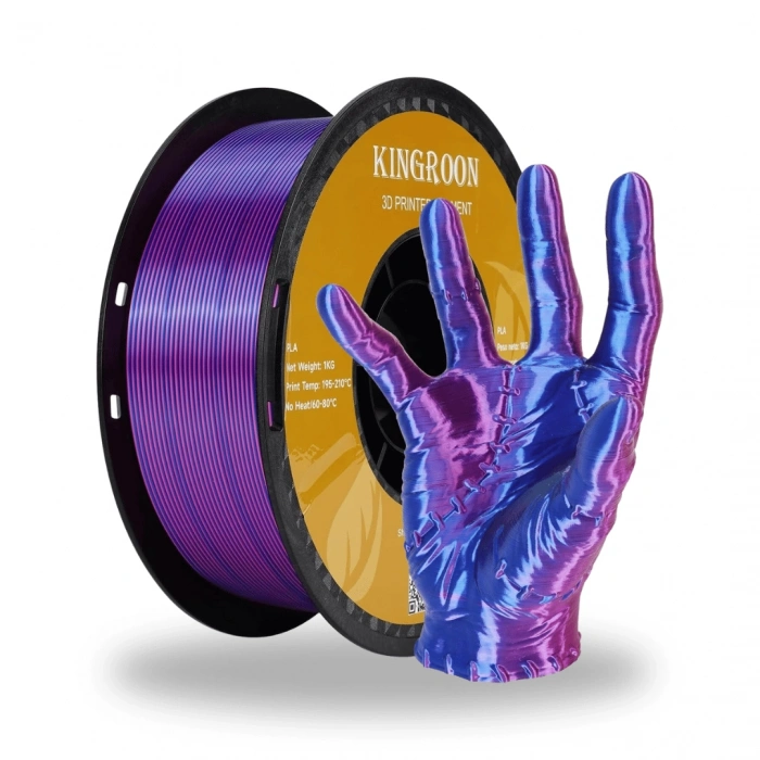 Kingroon Silk Çift Renk PLA Mavi, Kırmızı-mor Filament