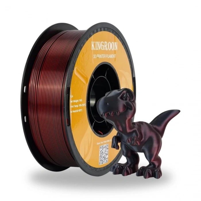 Kingroon Silk Çift Renk PLA Kırmızı, Siyah Filament