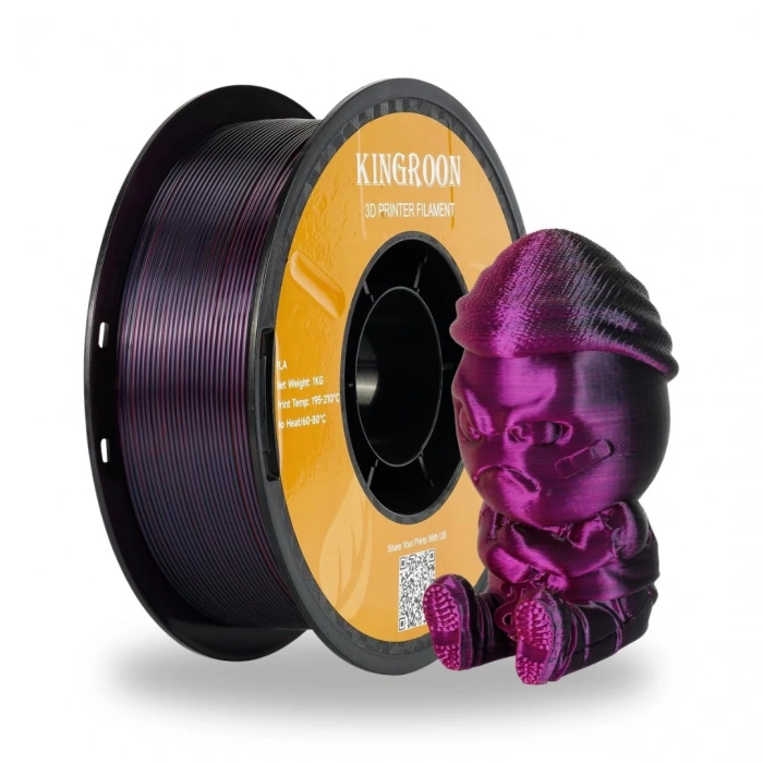 Kingroon Silk Üç Renk Pla Altın, Fuşya, Siyah Filament