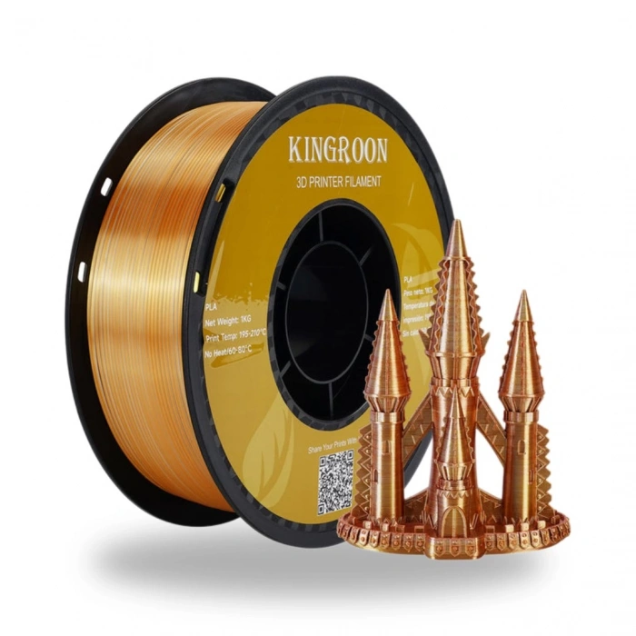 Kingroon Silk Üç Renk Pla Altın, Gümüş, Bakır Filament