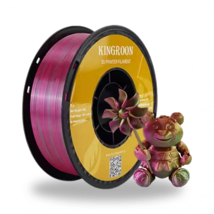 Kingroon Silk Üç Renk Pla Altın, Yeşil, Kırmızı Mor Filament