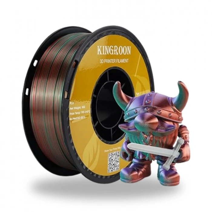 Kingroon Silk Üç Renk Pla Yeşil, Mor, Bakır Filament