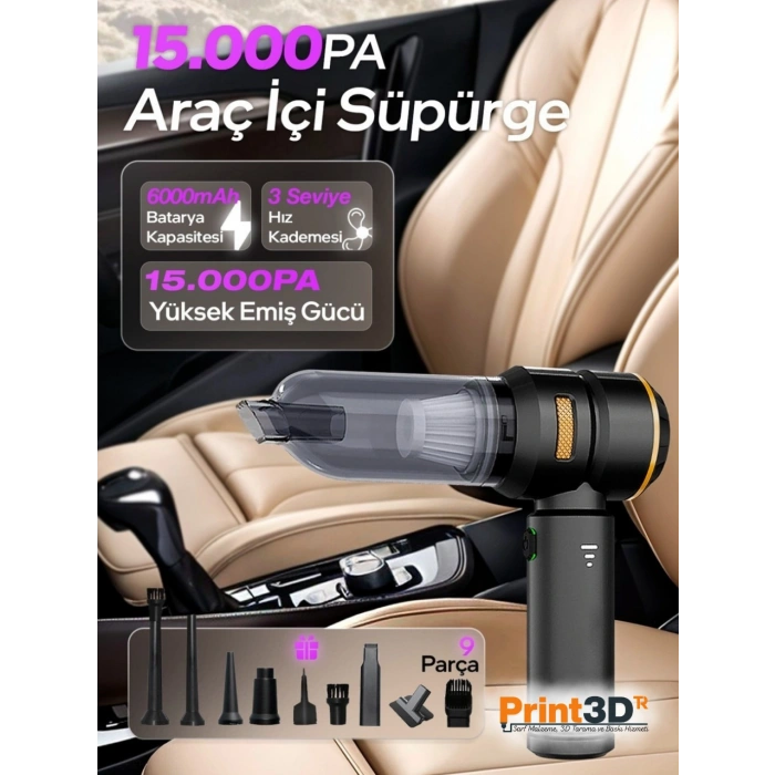 Şarjlı El Süpürgesi - 3 Kademeli, vakum + üfleme, Kompakt tasarım