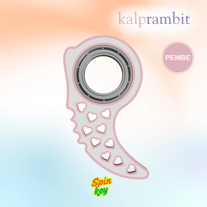 Spinkey Kalprambit Stres Çarkı Anahtarlık - Kalp Tasarımlı Karambit Spinner - Pembe Özel Seri