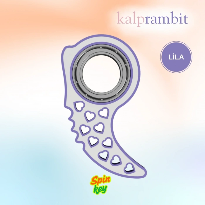 Spinkey Kalprambit Stres Çarkı Anahtarlık - Kalp Tasarımlı Karambit Spinner - Pembe Özel Seri