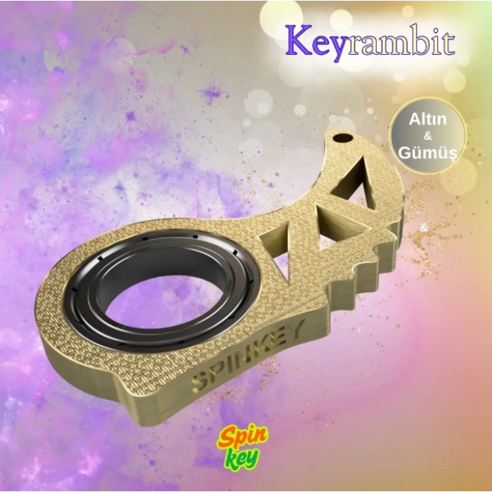 Spinkey Keyrambit Stres Çarkı Anahtarlık - Mor & Siyah Çift Renkli Seri - Rulmanlı Çevirme Aparatı