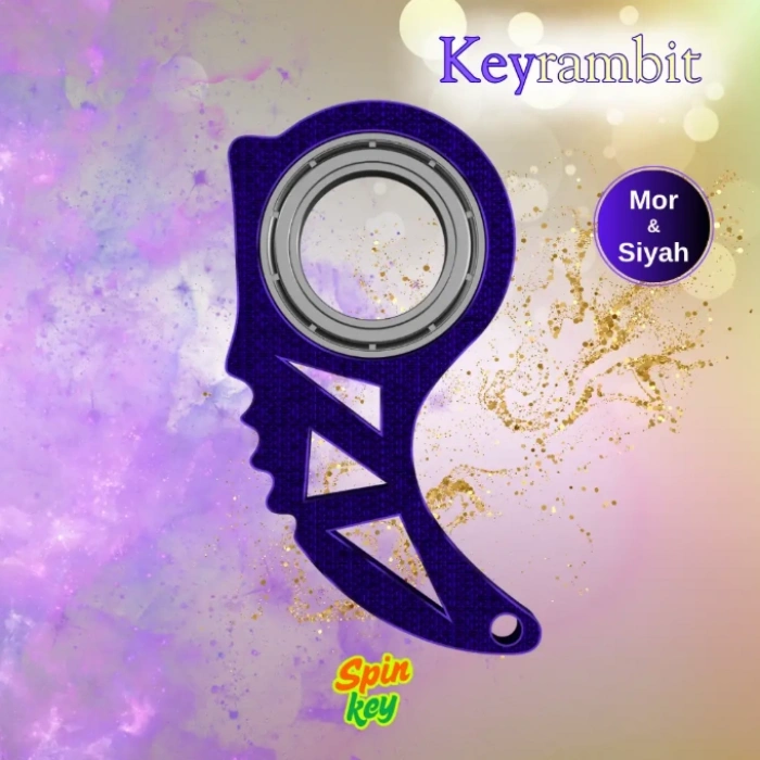Spinkey Keyrambit Stres Çarkı Anahtarlık - Mor & Siyah Çift Renkli Seri - Rulmanlı Çevirme Aparatı