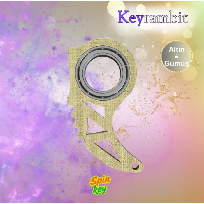 Spinkey Keyrambit Stres Çarkı Anahtarlık - Mor & Siyah Çift Renkli Seri - Rulmanlı Çevirme Aparatı