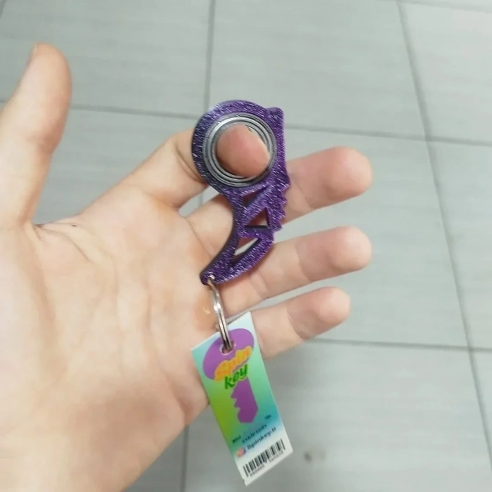 Spinkey Keyrambit Stres Çarkı Anahtarlık - Mor & Siyah Çift Renkli Seri - Rulmanlı Çevirme Aparatı