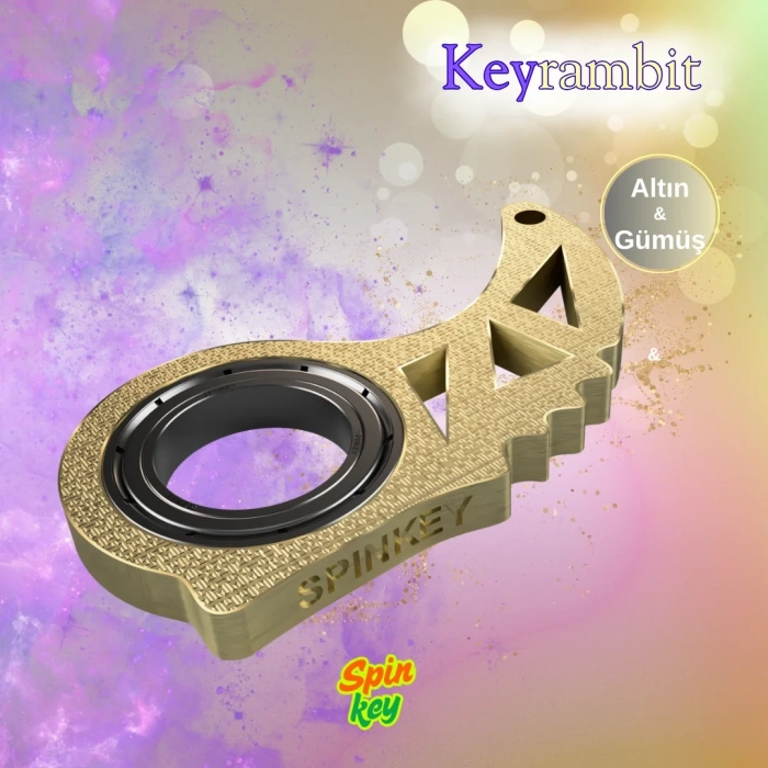 Spinkey Keyrambit Stres Çarkı Anahtarlık - Mor & Siyah Çift Renkli Seri - Rulmanlı Karambit Çevirme Aparatı
