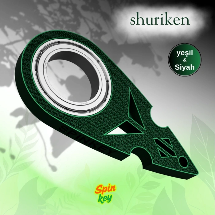 Spinkey Shuriken Stres Çarkı Anahtarlık - Ninja Yıldızı Tasarımlı Rulmanlı Fidget Spinner - EDC Aksesuar