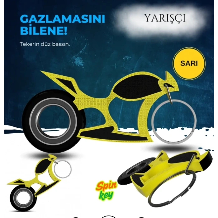 Spinkey Yarışçı Stres Çarkı Anahtarlık - Hız Odaklı Racer Tasarımı - Beyaz Özel Seri Rulmanlı Fidget Spinner