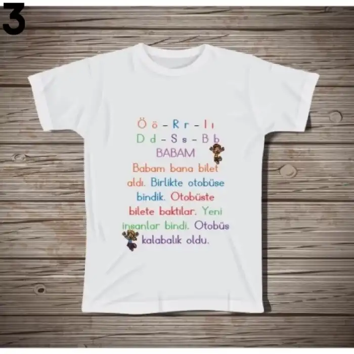 1. Sınıf Öğretmeni Harfler Tişörtü
