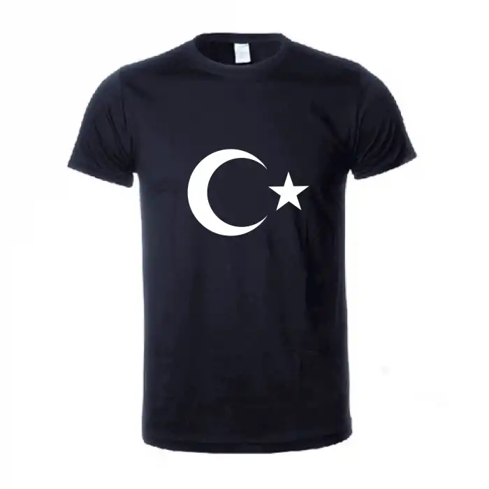 Baskılı Siyah Tişört % 100 Pamuklu (Yetişkin)
