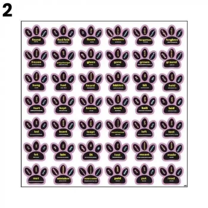 İngilizce Düzensiz Fiiler Pati Ayak İzleri