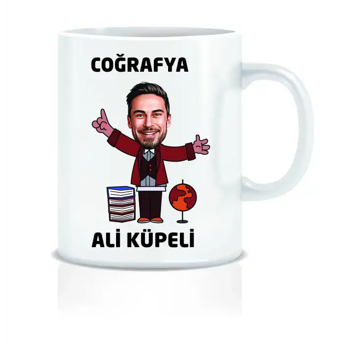 Kişiye Özel Karikatür Çizimli Kupa Bardak - Coğrafya