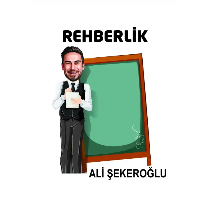 Kişiye Özel Karikatür Çizimli Kupa Bardak - Rehberlik