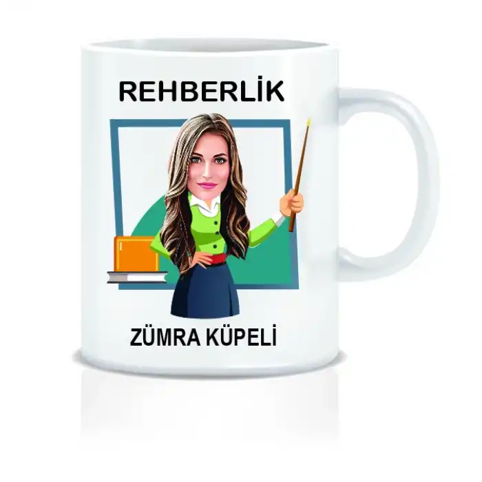 Kişiye Özel Karikatür Çizimli Kupa Bardak - Rehberlik