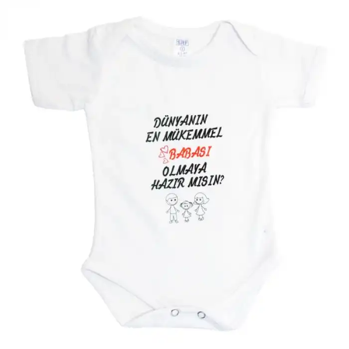 Pamuk Polyester Kısa Kollu Beyaz Bebek Zıbını (Unisex) 2