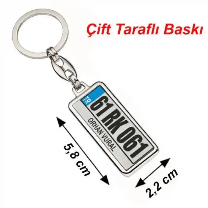 Sublimasyon Gümüş Krom Anahtarlık-Çift Taraflı