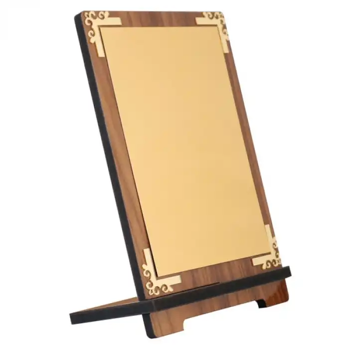 Sublimasyon Metal Baskılı Ahşap Plaket - Sarı Metalli