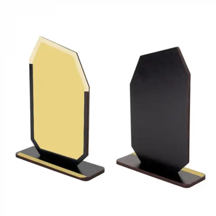 Sublimasyon Metal Baskılı Siyah Ahşap Plaket - Altın Metalli