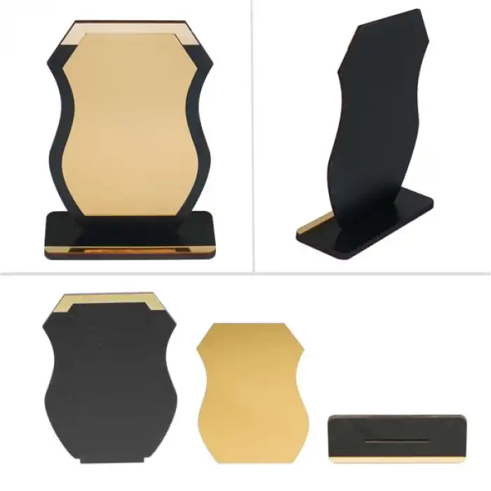 Sublimasyon Metal Baskılı Siyah Ahşap Plaket - Altın Metalli